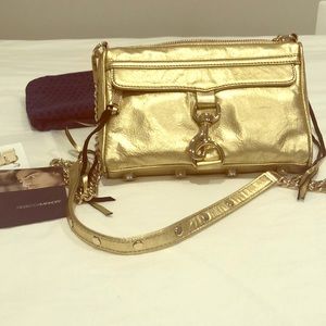 NEW Rebecca Minkoff Mini MAC light gold metallic